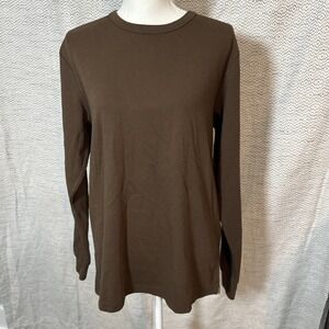 Denim & Flower Ricky Singh Brown Ribbed Long Sleeve Tee Large